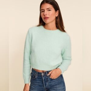Rouje Justin Cropped Angora Jumper in Mint, Size 36.